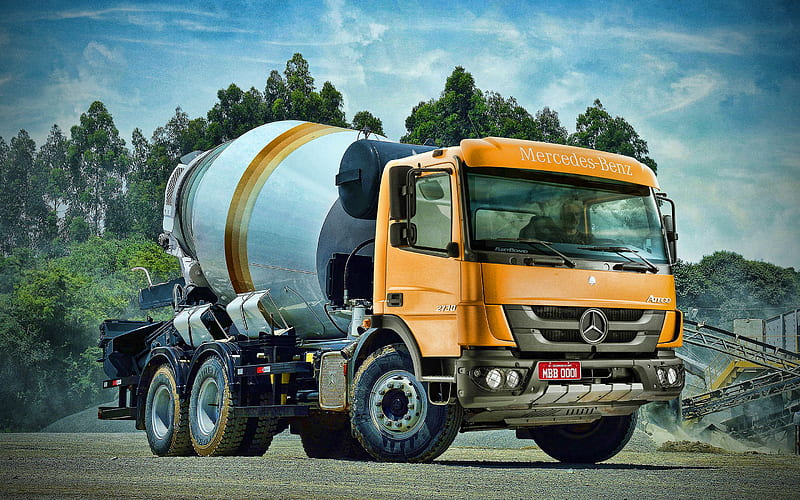Mercedes-Benz Atego 2730, concrete mixer, 2017 trucks, BR-spec, cargo transport, Liebherr Betoneira, R, Mercedes-Benz Atego, LKW, trucks, Mercedes, HD wallpaper