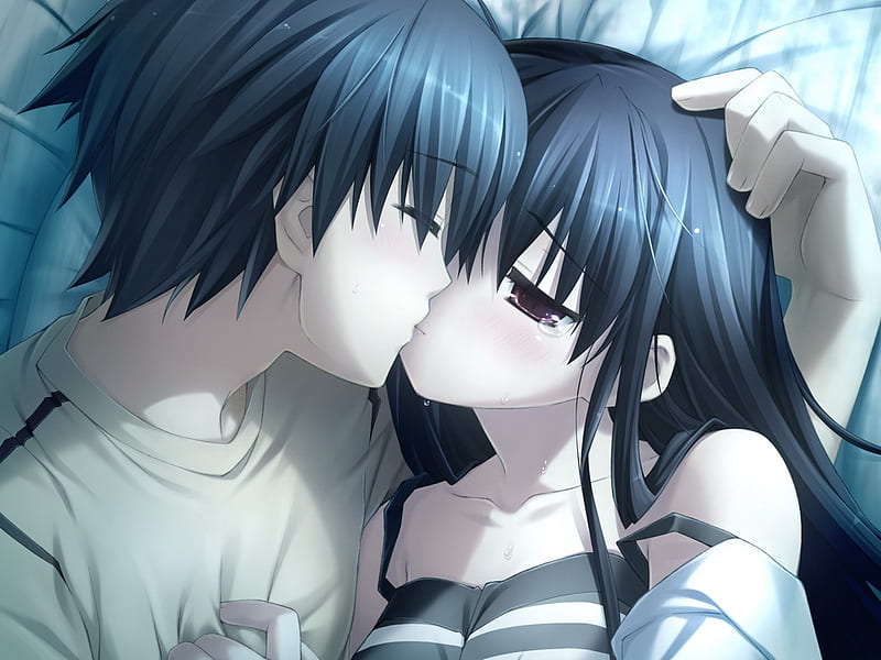 prompthunt: portrait of two girls kissing, anime, trending on Artstation