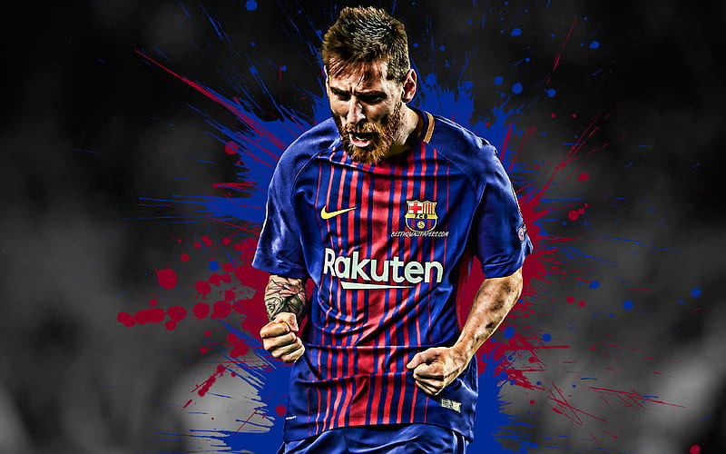Lionel Messi, Barcelona FC, world football star, Argentine footballer, striker, creative art, La Liga, Leo Messi, Spain, football, goal, joy, HD wallpaper