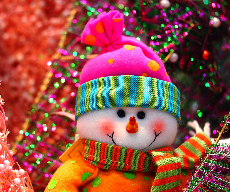 Little Snowman, christmas, holiday, snow, tree, HD wallpaper