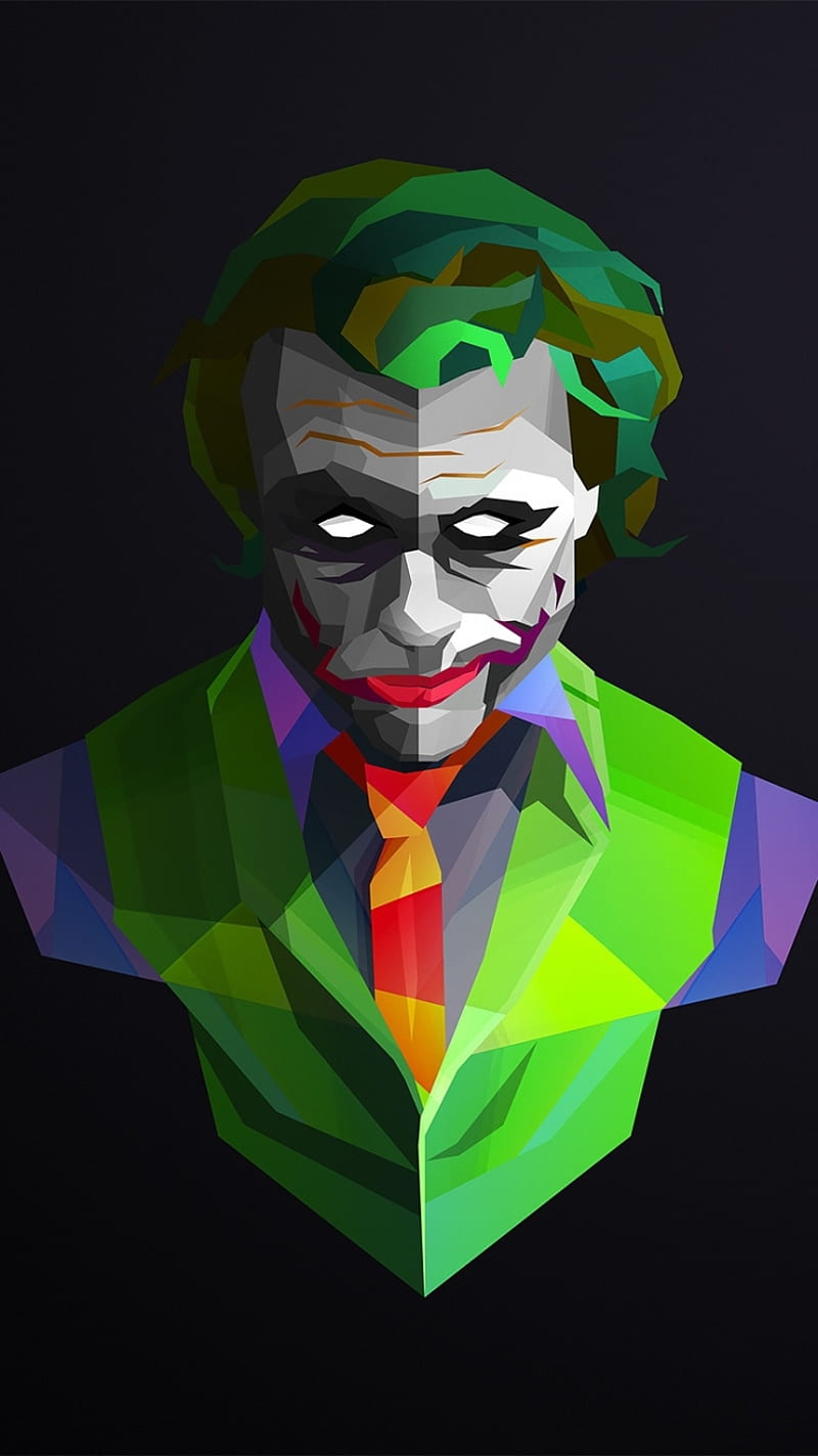 Joker, batman, coringa, facets, justin maller, material design, HD phone wallpaper