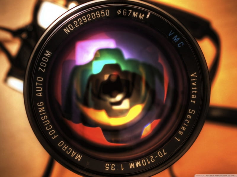 LOOK INTO THE LENS, colorful camera, technology, f stop maker, cool, taker, lens, tripod, HD wallpaper