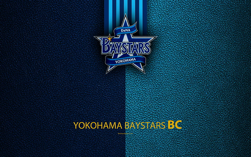 Yokohama BayStars Japanese baseball club, logo, leather texture, Yokohama, Kanagawa, japan, Nippon Professional Washoowall, baseball, HD wallpaper