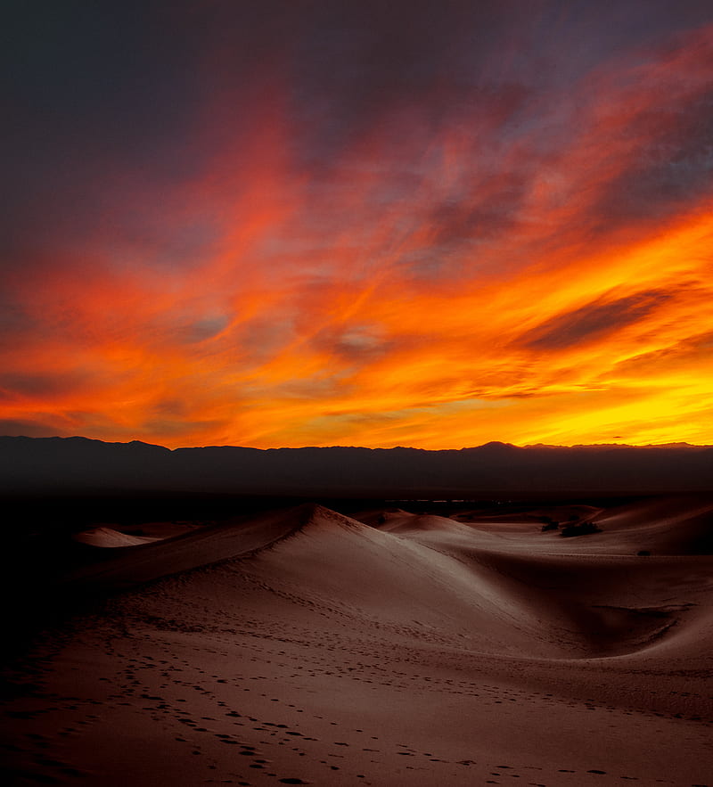 Burning Sunset Dark Desert , sunset, dark, desert, nature, HD phone wallpaper