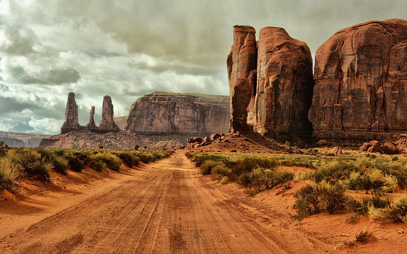 Monument Valley, usa, arizona, road, grand canyon, landscape, HD wallpaper
