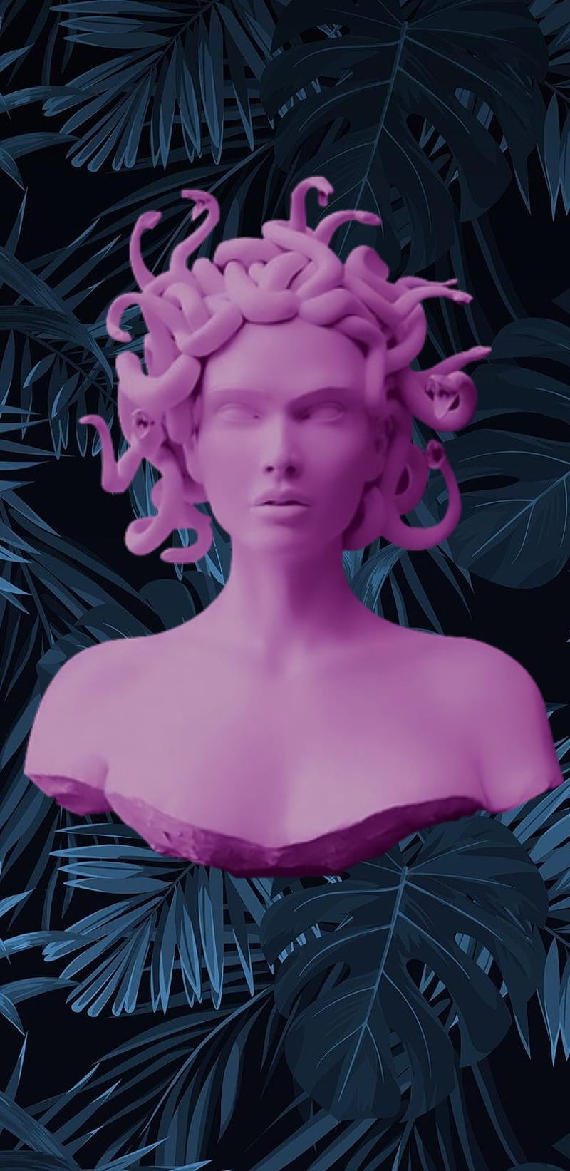 Medusa, cool, greek, pink, statue, tropic, HD phone wallpaper