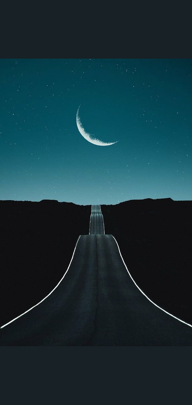 Road night moon, desert, moon, night, HD phone wallpaper