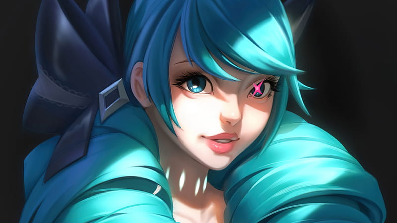 Blue Hair Girl Gwen Blue Eyes League Of Legends, HD wallpaper
