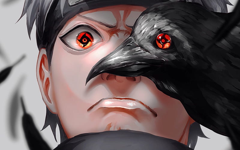 Shisui Uchiha, red eyes, black raven, manga, Shisui of the Body Flicker, Naruto, HD wallpaper