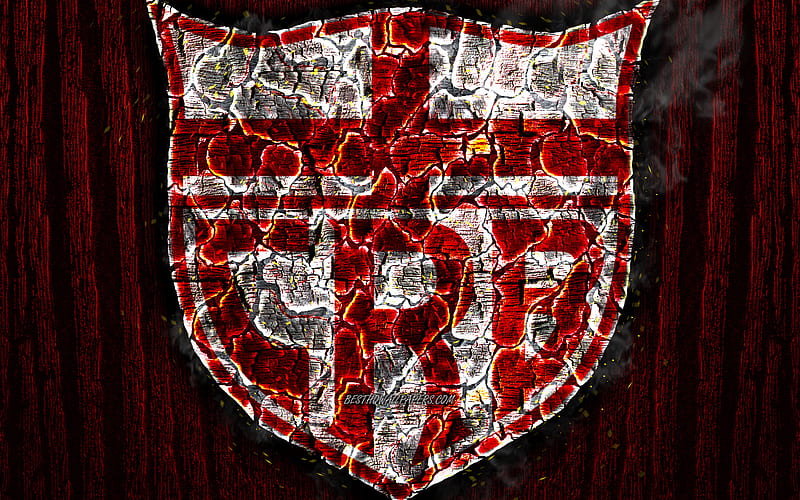 CRB FC, scorched logo, Serie B, red wooden background, brazilian football club, Clube Regatas Brasil, grunge, football, soccer, CRB logo, fire texture, Brazil, HD wallpaper