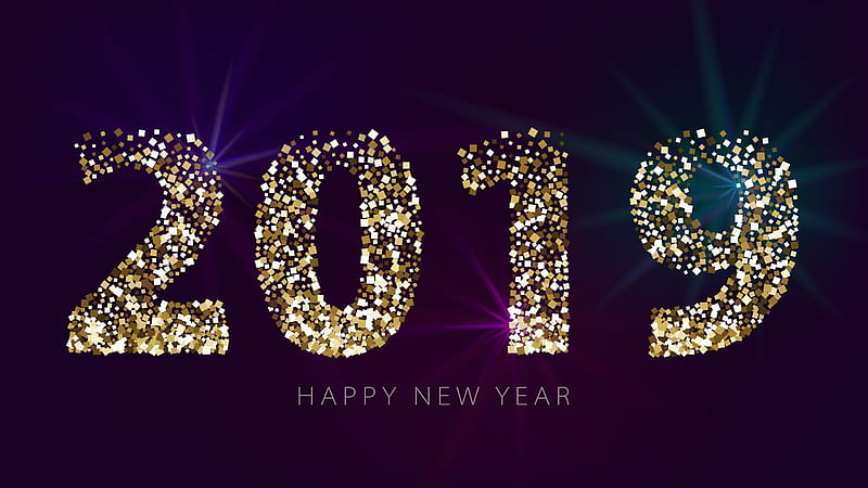 Happy New Year!, 2019, craciun, christmas, golden, new year, pink, card, HD wallpaper