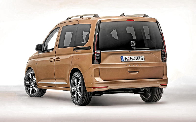 Volkswagen Caddy, 2021, rear view, exterior, new brown Caddy, german cars, Volkswagen, HD wallpaper