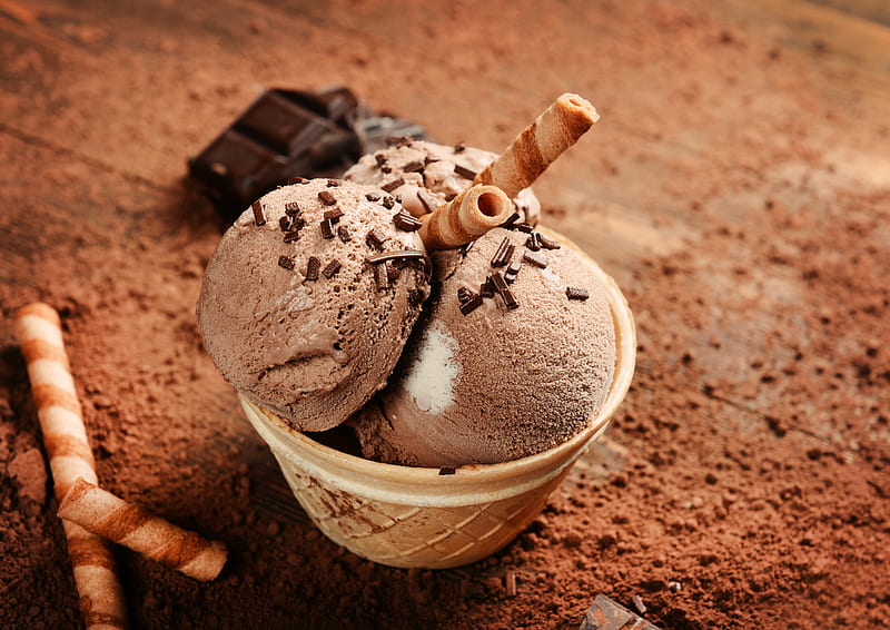 Chocolate Ice Cream Parfait, sprinkles, brown, sweets, ice cream, chocolate, dessert, tube, cookies, yummy, confection, texture, cup, bowl, HD wallpaper