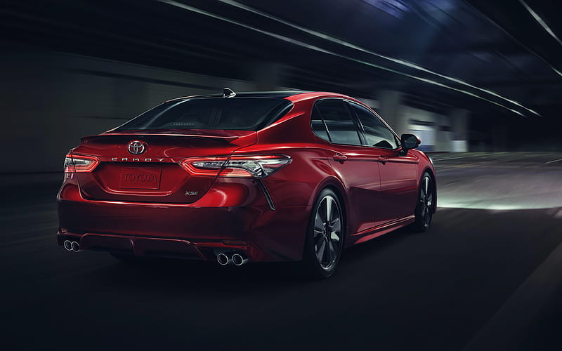 Toyota Camry XSE, 2018 rear view, new Camry, red Camry, sedan, Japanese cars, Toyota, HD wallpaper
