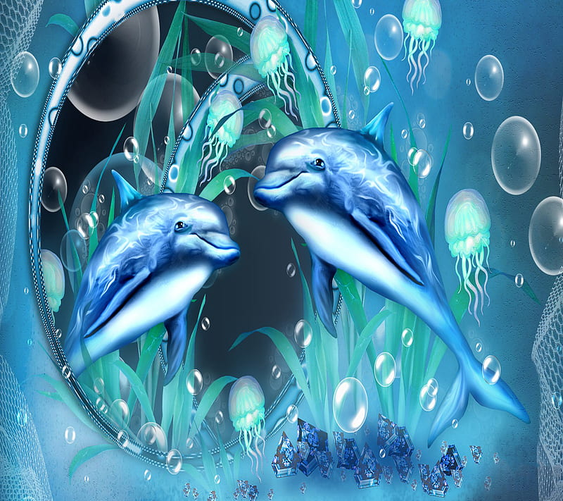 Underwater Delfine, delfines, HD wallpaper