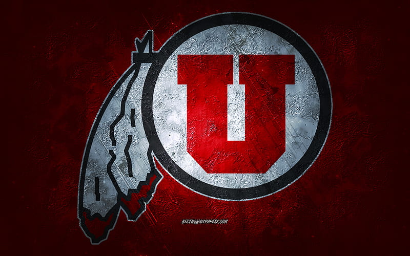 Utah Utes, American football team, red background, Utah Utes logo, grunge art, NCAA, American football, Utah Utes emblem, HD wallpaper