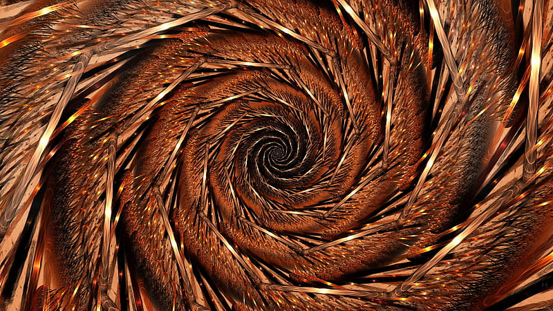 Brown Fractal Funnel Glare Spiral Abstraction Abstract, HD wallpaper