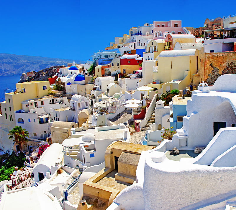 Greece Santorini , amazing, bonito, colorful vacation, HD wallpaper