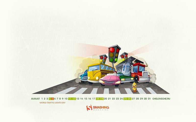 World Traffic Lights Day-August 2012 calendar, HD wallpaper