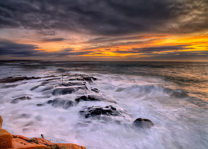 After the storm....., beach, after, strom, nature, sunset, HD wallpaper