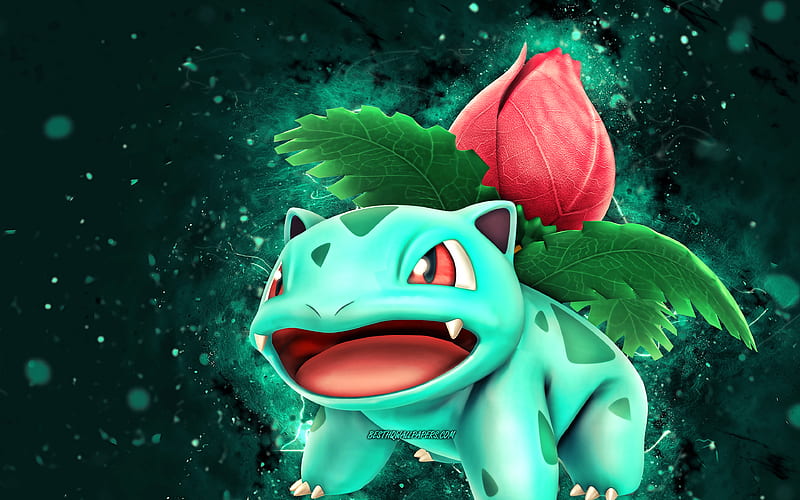 Download wallpapers Ivysaur, Pokemon, characters, blue stone background,  Pokemon Go characters for desktop with resolution 2880x1800. High Quality  HD pictures wallpapers