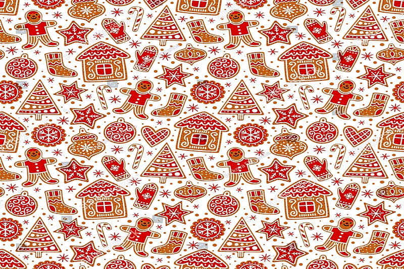 Winter Gingerbread, Brown, Red, White, Gingerbread, Textures, HD ...