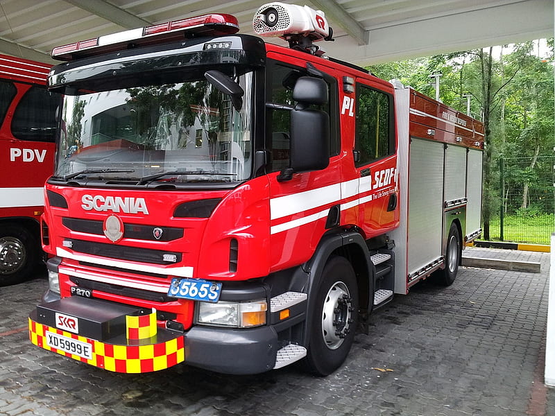 scania fire engine, fire, singapore, scania, engine, HD wallpaper