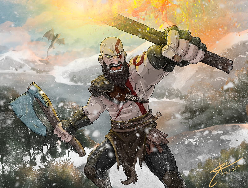 Kratos God Of War Fan Art , kratos, god-of-war-4, god-of-war, games, ps-games, artwork, artist, digital-art, HD wallpaper