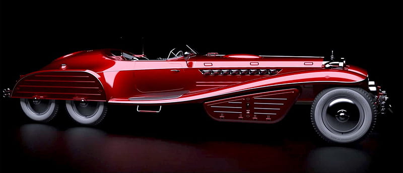 1942 Hydra-Schmidt Coupe, red, six wheels, concept, movie, film, car, captain america, avengers, HD wallpaper