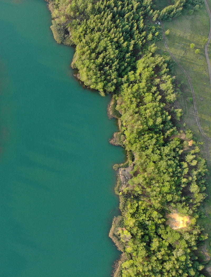 river, shore, aerial view, nature, HD phone wallpaper