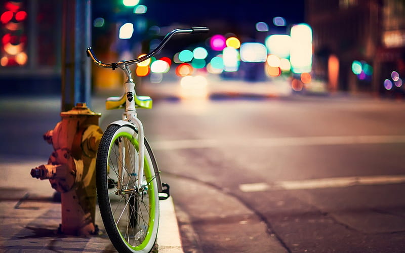bicycle city street-graphy, HD wallpaper