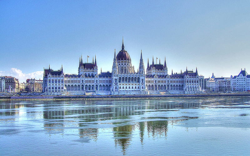 Hungarian Parliament Building, Danube River, Neo-Gothic, Budapest, Hungary, HD wallpaper