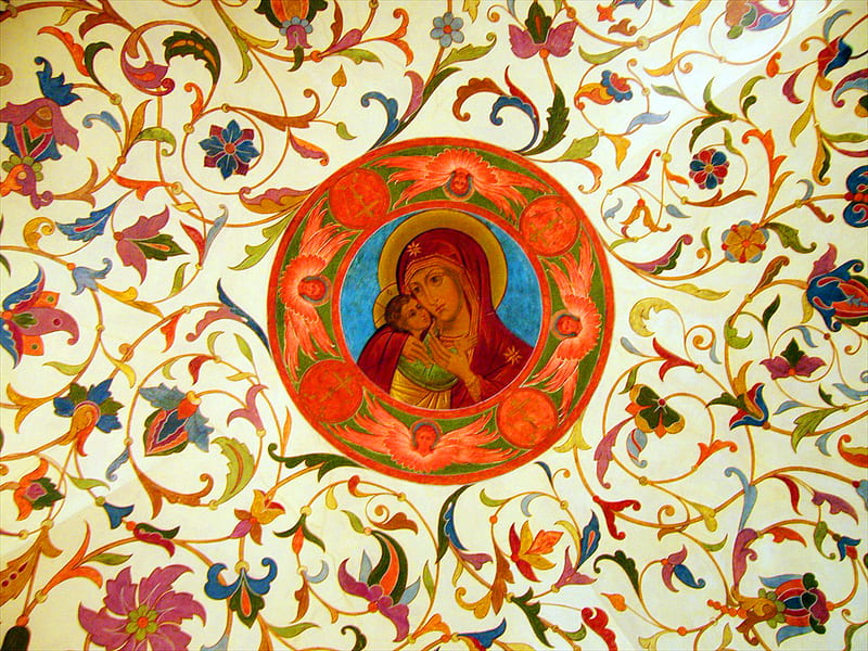 Maria and Jesus, architecture, religious, peace, maria, jesus, glory, love, god, icon, HD wallpaper