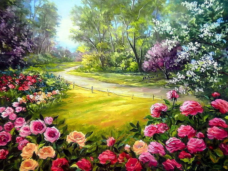 Hd Wallpaper, Flower Garden Painting Images