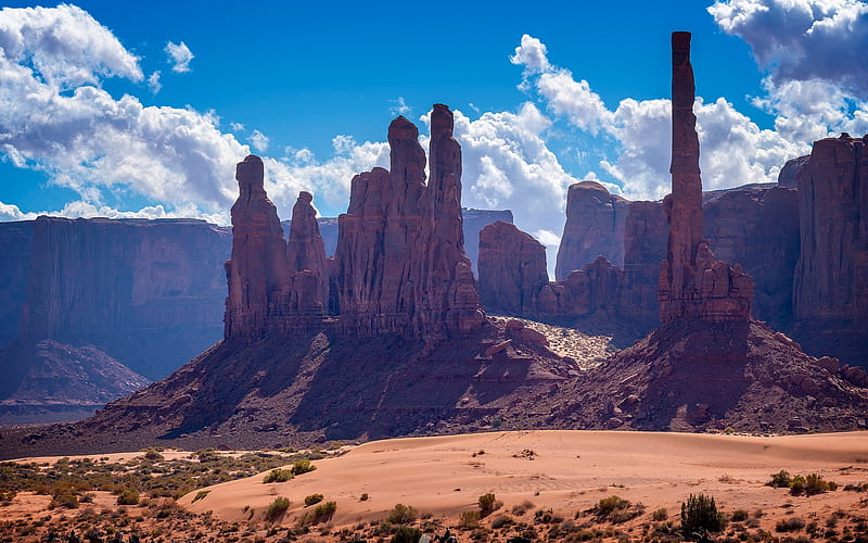 Totem Pole in Monument Valley, rocks, Monument Valley, desert, Totem Pole, HD wallpaper