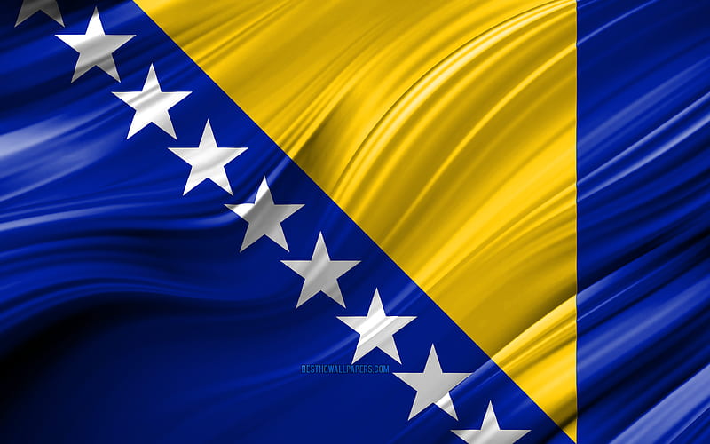 Bosnian flag, European countries, 3D waves, Flag of Bosnia and Herzegovina, national symbols, Bosnia and Herzegovina 3D flag, art, Europe, Bosnia and Herzegovina, HD wallpaper