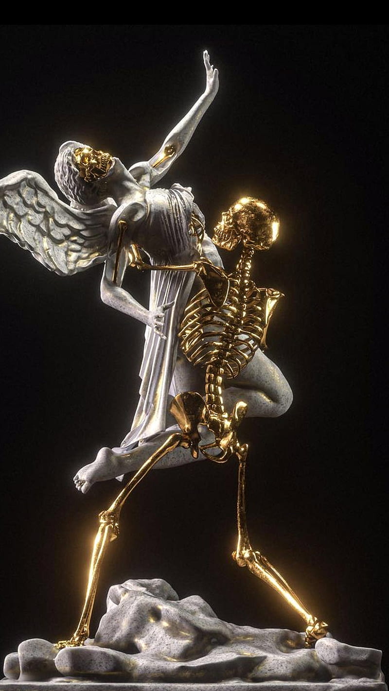 Apashe Album Cover , angel, death, renaissance, skeleton, HD phone wallpaper