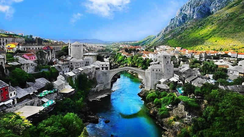 bosnia and herzegovina mostar-Cities landscape, HD wallpaper
