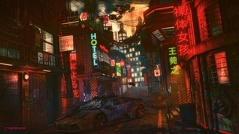 Wallpaper : artwork, digital art, cyber city, futuristic, cyberpunk  1920x1080 - liuxiyuan13 - 2098891 - HD Wallpapers - WallHere