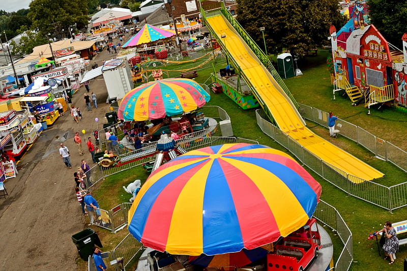 Fair From Above, fun park, good time, county fair, fair rides, HD wallpaper
