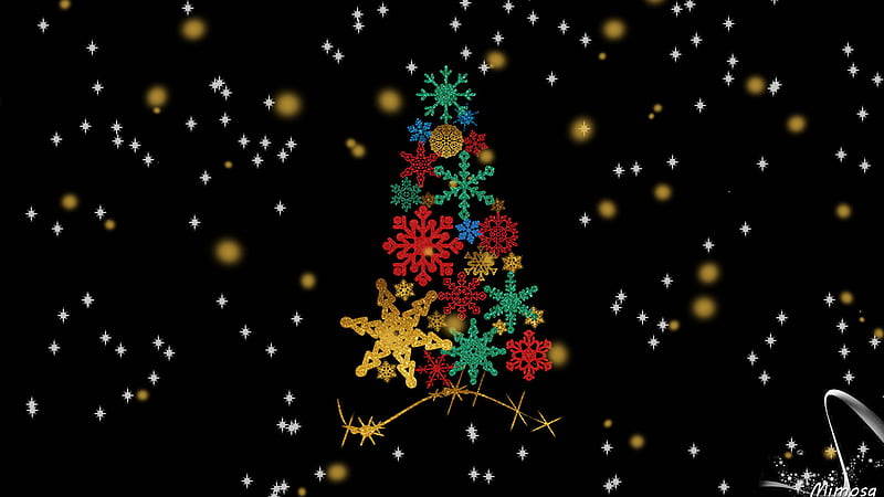 Artistic Black Christmas Tree Green Snowflake Star Snowflake, HD ...