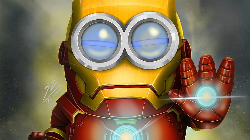 Minion As Iron Man , iron-man, superheroes, artwork, artstation, HD wallpaper