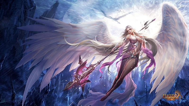 League of Angels - Fortuna, League of Angels, female, angel, video game, game, wing, sexy, rpg, fortuna, fantasy girl, girl, GTArcade, browser game, mmorpg, HD wallpaper