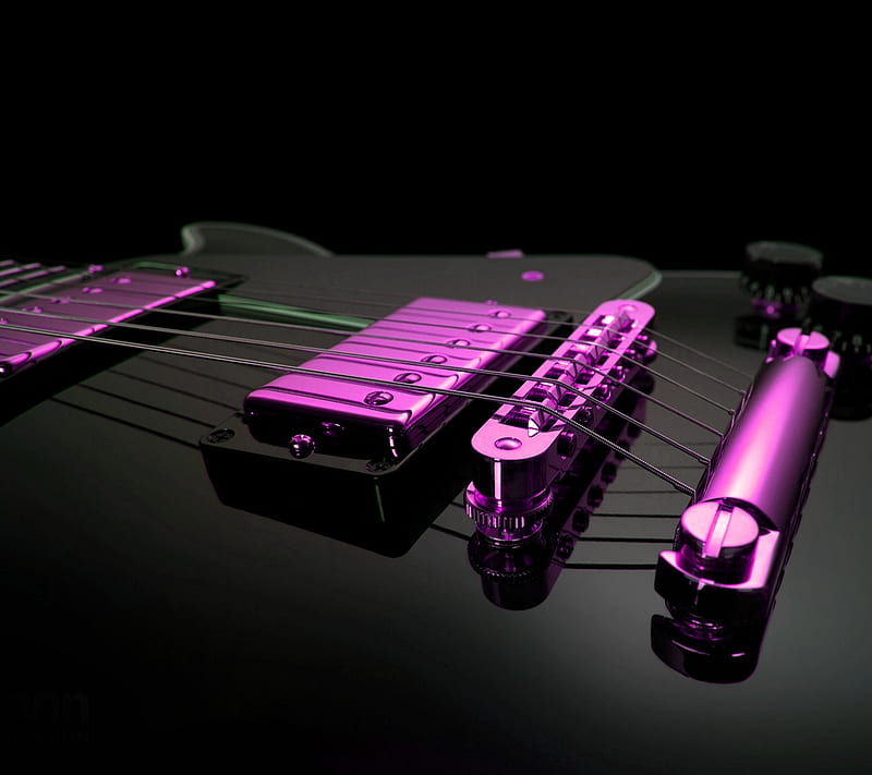 purple guitar, color, colorful, cool, guitar, instrument, music, neon, new, purple, HD wallpaper