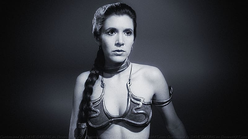 Carrie Fisher Slave Girl Princess XII, slave girl princess, celebrities, actrice, people, carrie fisher, black and white, HD wallpaper