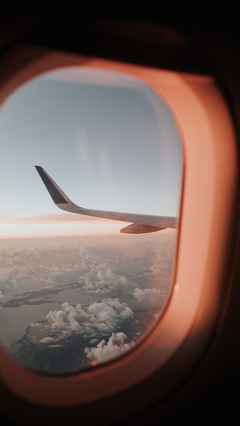 porthole , airplane window, aircraft wing, flight, sky, HD phone wallpaper