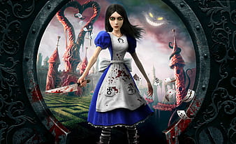 Alice, art, dress, game, fantasy, girl, water drops, alice madness returns,  rain, HD wallpaper