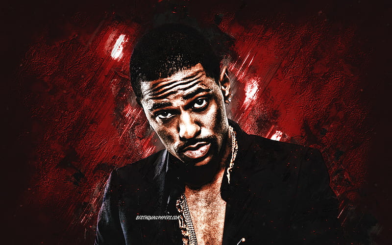 Big Sean, American rapper, portrait, red stone background, creative art, Sean Michael Leonard Anderson, HD wallpaper