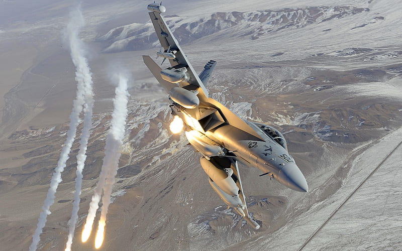 EA-18G Growler, aircraft, f-18, military, plains, jet, clouds, sky, HD wallpaper