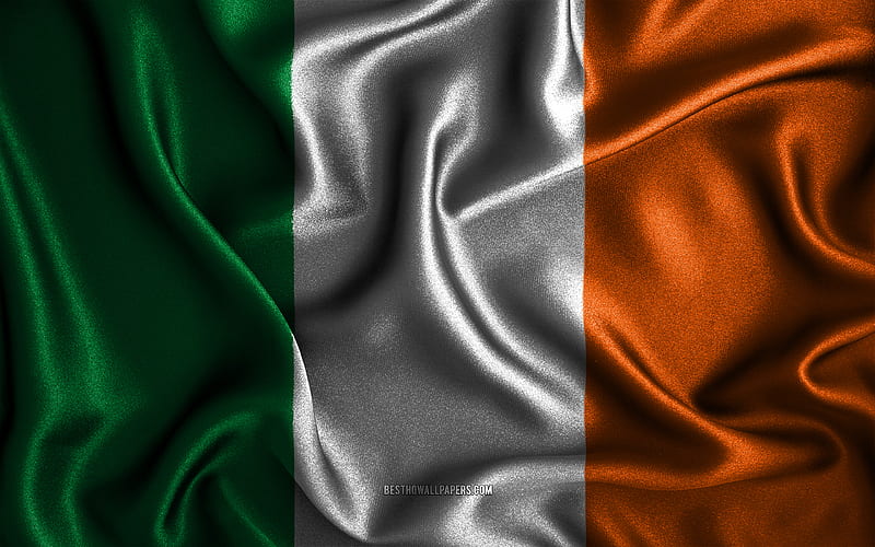 Irish flag silk wavy flags, European countries, national symbols, Flag of Ireland, fabric flags, Ireland flag, 3D art, Ireland, Europe, Ireland 3D flag, HD wallpaper